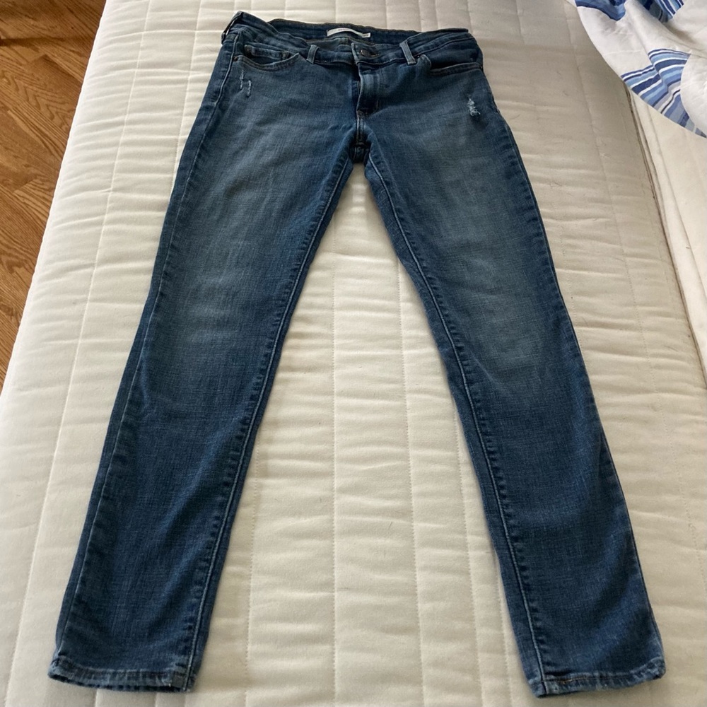 Levi’s 711 Skinny Jeans/ Bought new with distressed look